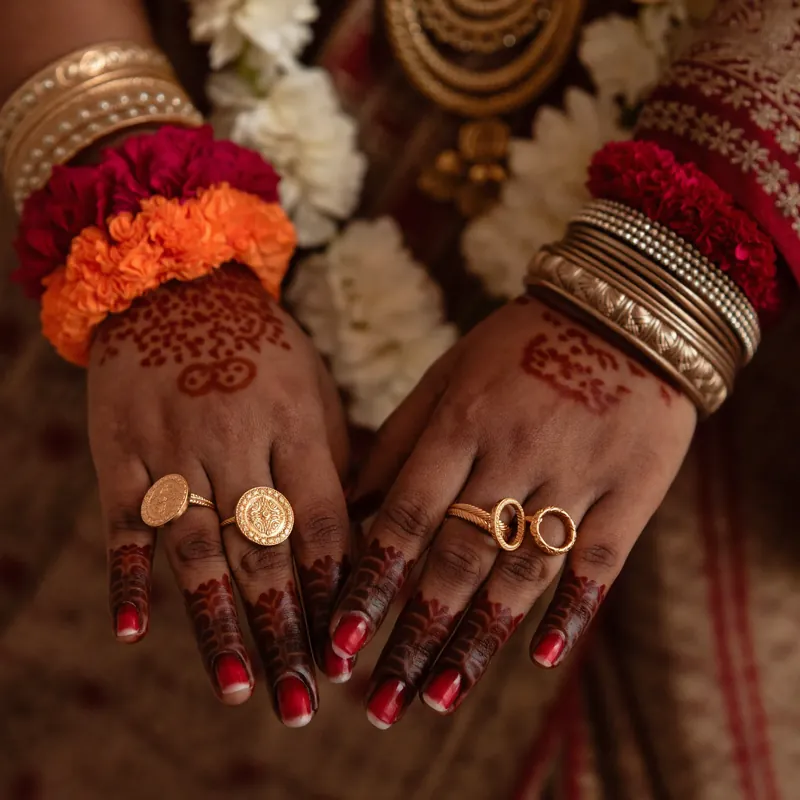 Henna, wedding jewellery and flowers